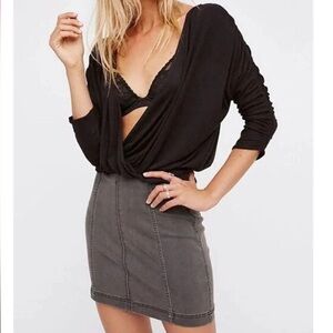 Free People Black and Gray Mini Skirt